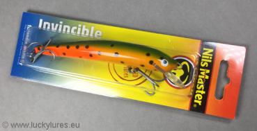 Nils Master Invincible 12 cm Floating Wobbler, Farbe: 032 grün/orange/rot/gepunktet, Gewicht: 24 Gramm