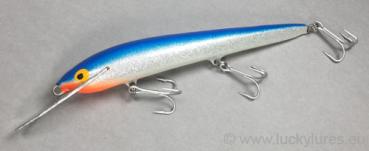 Nils Master INVINCIBLE DEEP RUNNER Metal Lip Wobbler, Größe: 15 cm, Farbe: 046 blau/weiß/glitter, Gewicht: 35 Gramm, schwimmend mit langsamen Auftrieb