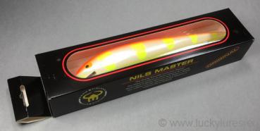 Nils Master Invincible 25 cm Floating Wobbler, Farbe: 070 orange/weiß/gelb gestreift, Gewicht: 120 Gramm