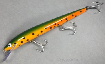 Nils Master Invincible 18 cm Floating Wobbler, Farbe: 032 grün/orange/rot/gepunktet, Gewicht: 40 Gramm