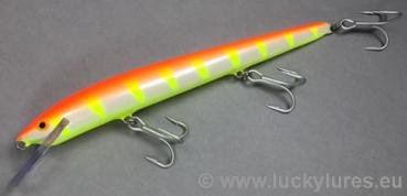 Nils Master Invincible 18 cm Floating Wobbler, Farbe: 070 orange/weiß/gelb gestreift, Gewicht: 40 Gramm