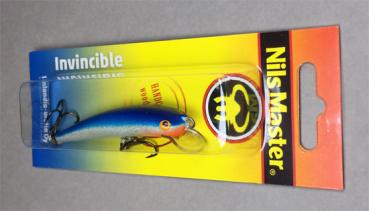 Nils Master Invincible 8 cm Floating Wobbler, Farbe: blau/weiß/glitter 046, Gewicht: 8 Gramm