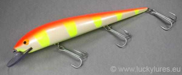 Nils Master Invincible 25 cm Floating Wobbler, Farbe: 070 orange/weiß/gelb gestreift, Gewicht: 120 Gramm