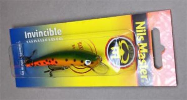 Nils Master Invincible 8 cm Floating Wobbler, Farbe: 032 grün/orange/rot/gepunktet, Gewicht: 8 Gramm